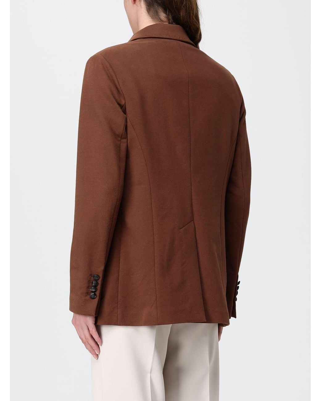 Circolo 1901 Brown Double-Breasted Stretch Cotton Blazer With Patch Pockets