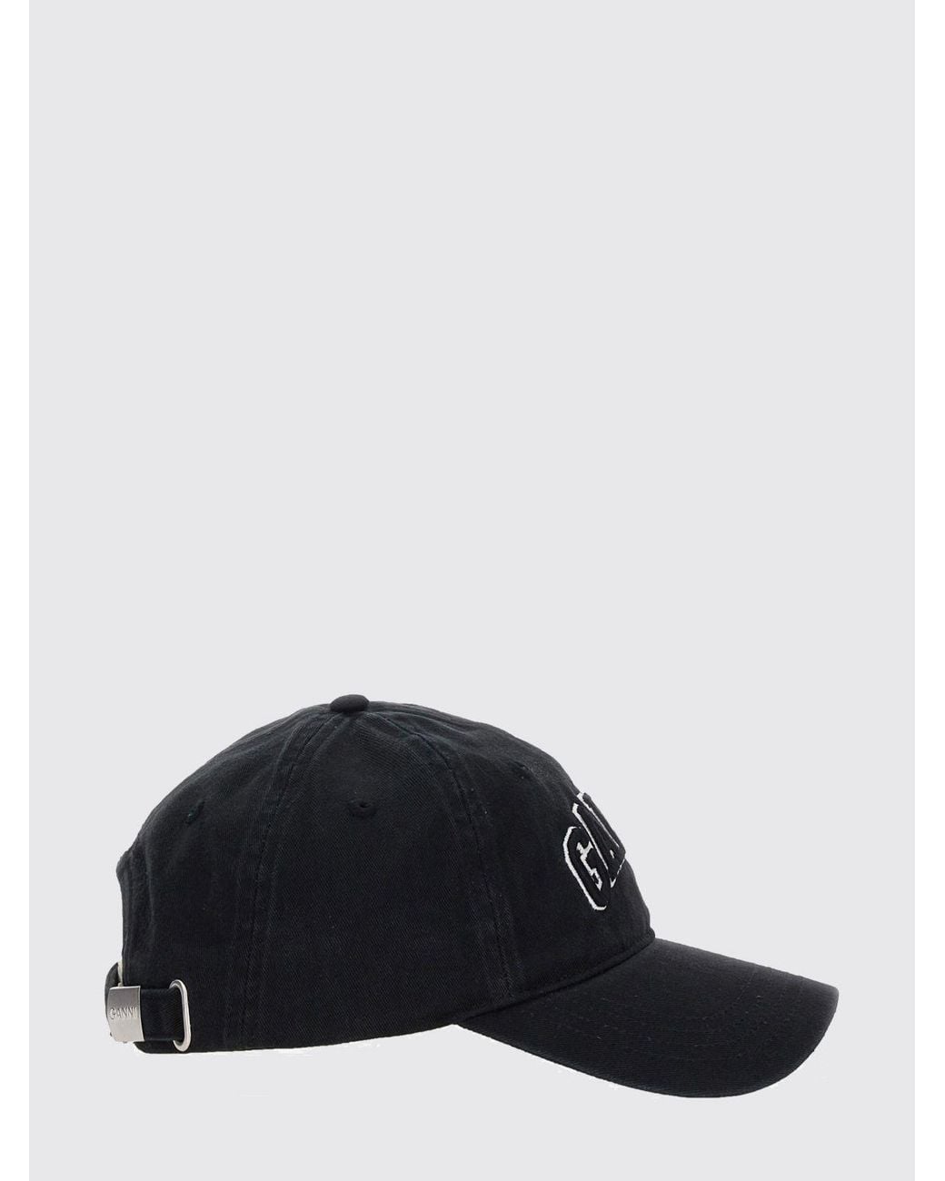 Ganni Black Organic Cotton Baseball Cap With Embroidered Logo