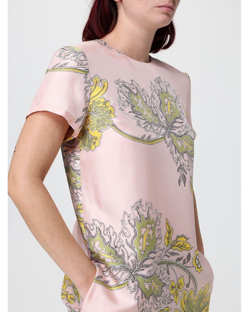 LaDoubleJ White Floral Print Silk Midi Evening Dress With Feather Details