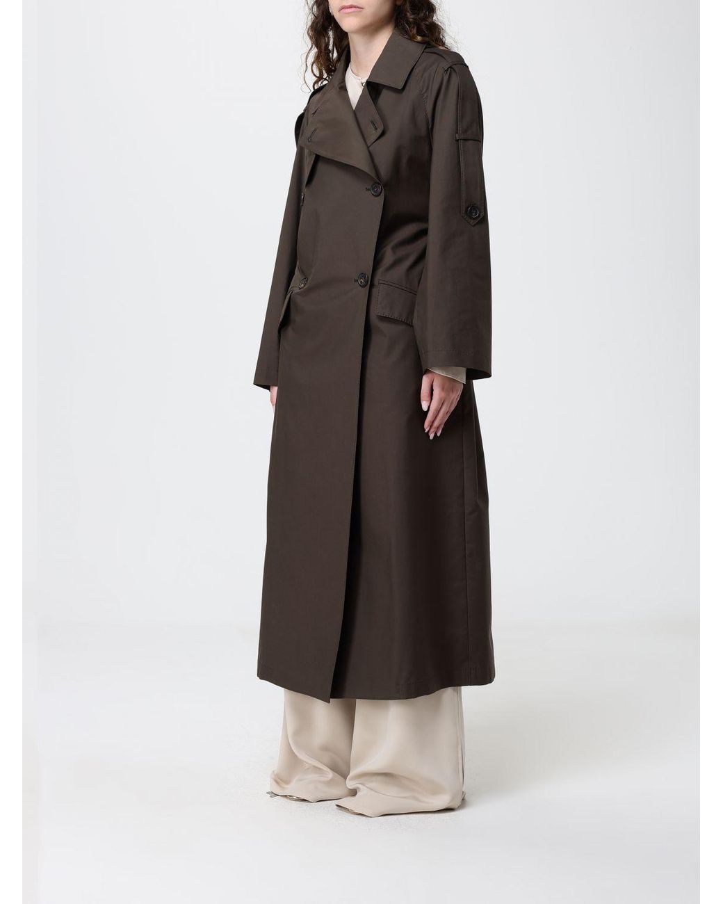 Max Mara Black Double Breasted Cotton Blend Trench Coat