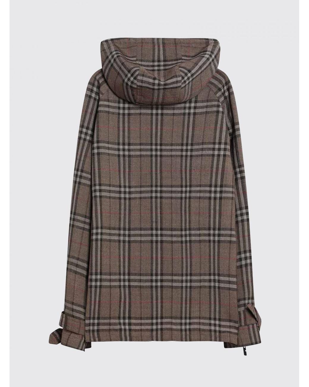 Burberry Gray Silk Blend Checked Half Zip Jacket for men