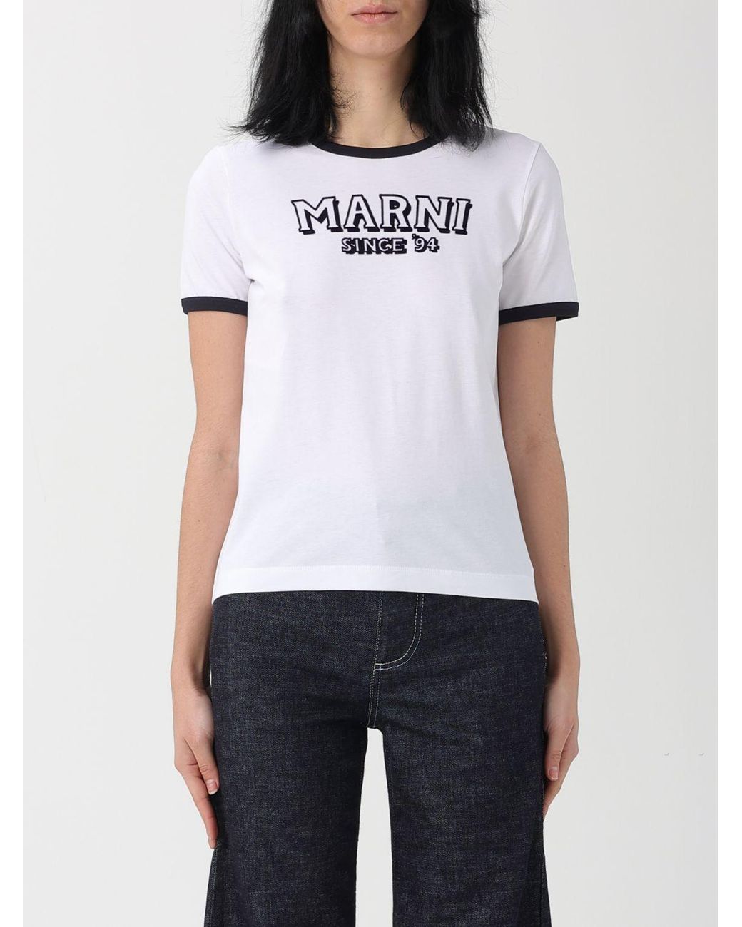 Marni White Cotton T-Shirt With Logo