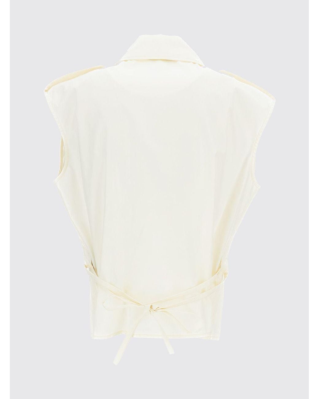 DURAZZI MILANO White Sleeveless Cotton Shirt With Epaulettes And Metal Ring