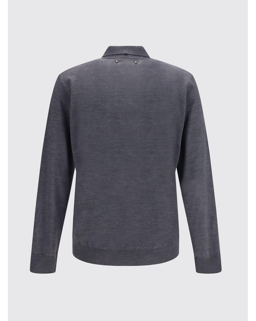 Golden Goose Deluxe Brand Blue Long-Sleeved Knitted Wool Polo Shirt With Four-Button Placket for men