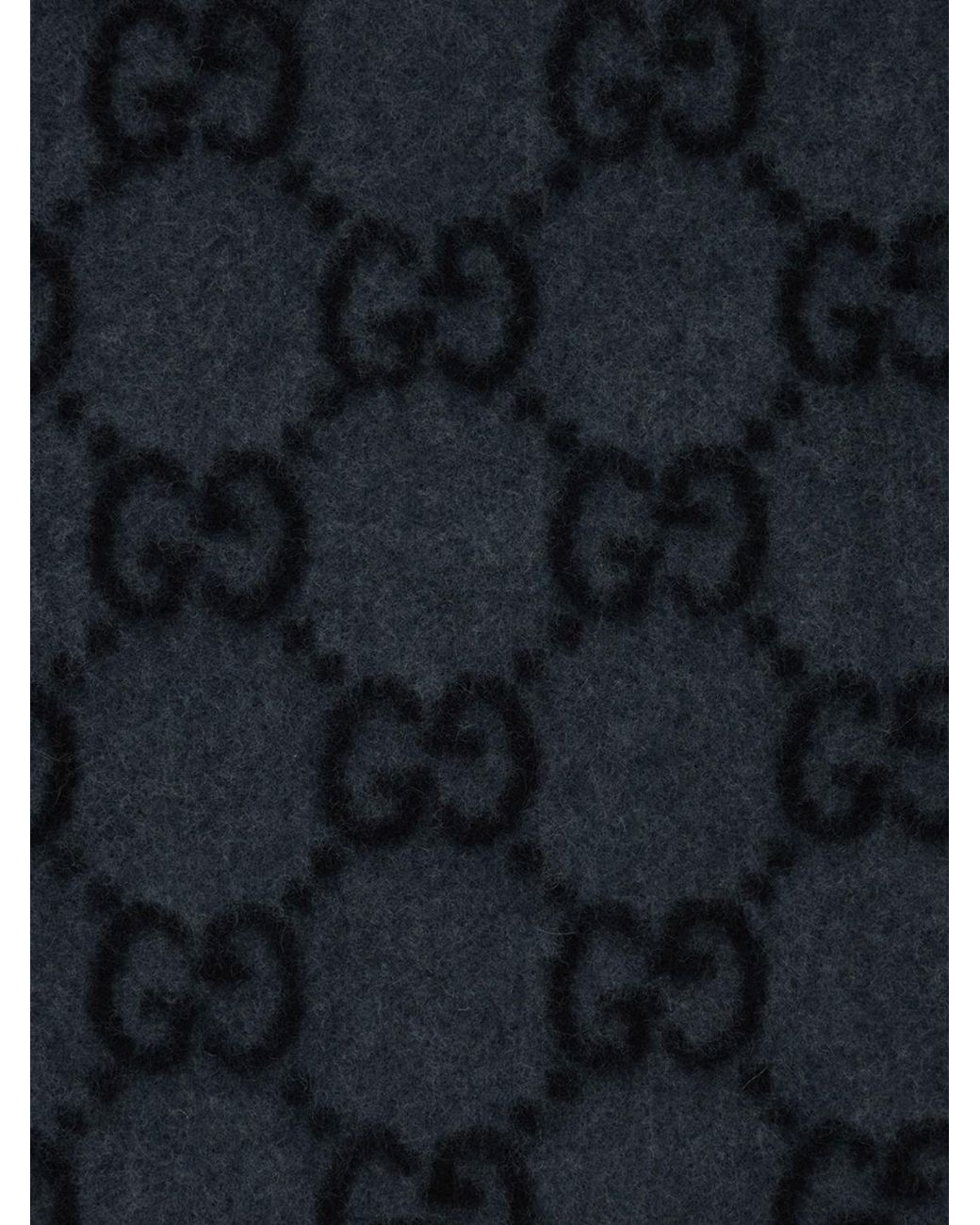 Gucci Black Gg Logo Pure Cashmere Scarf for men
