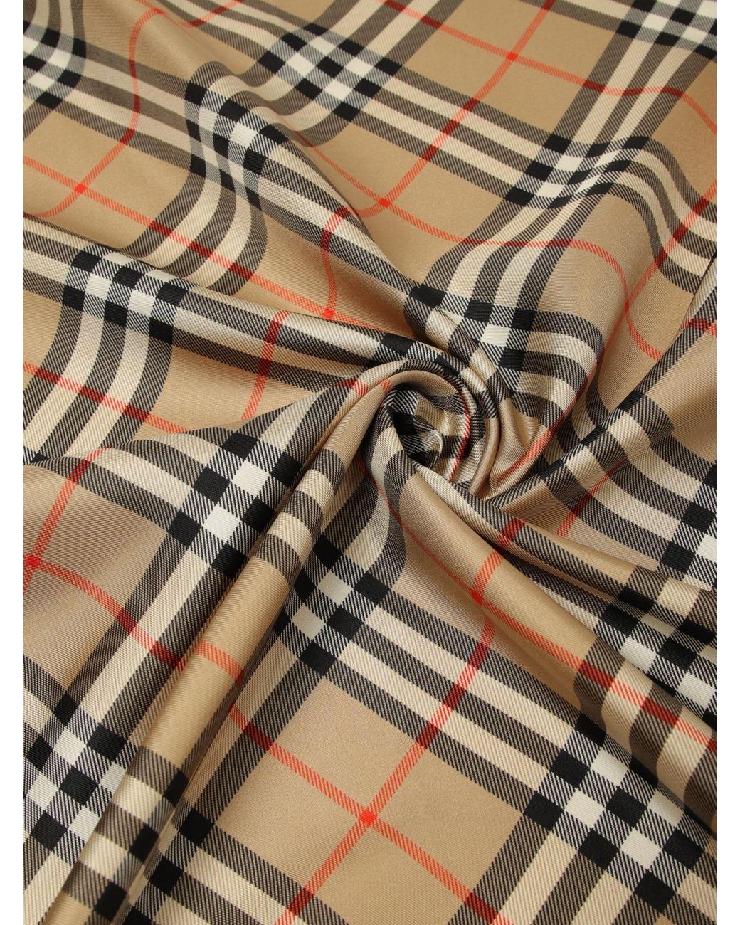 Burberry Natural Check Print Mulberry Silk Square Foulard