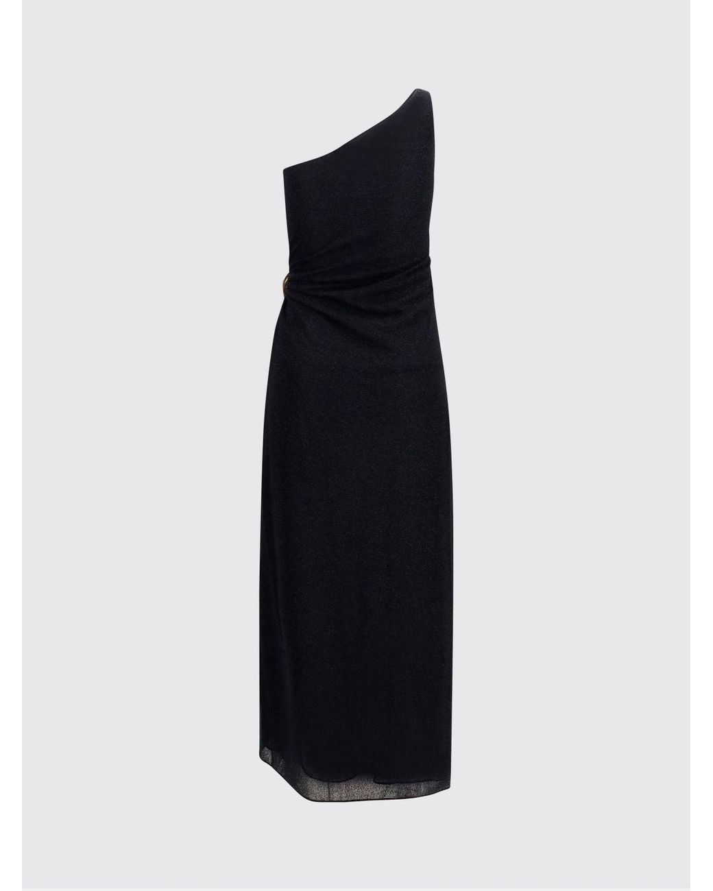Oseree Black One-Shoulder Long Lurex Evening Gown