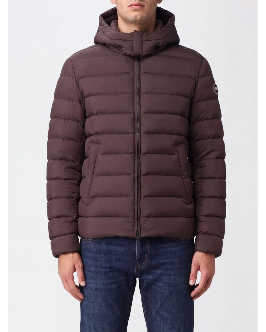 Colmar Brown Water-Repellent Technical Fabric Puffer Jacket With Hood And Logo for men