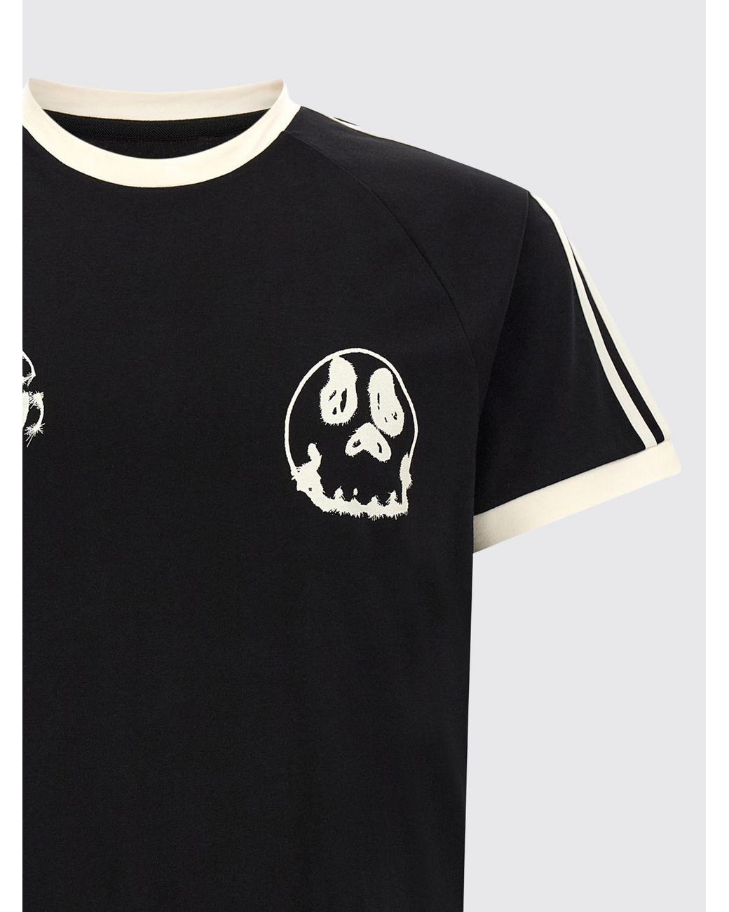 Y-3 Black Short-Sleeved Cotton T-Shirt With Skull Graphic Print And Contrast Logo for men