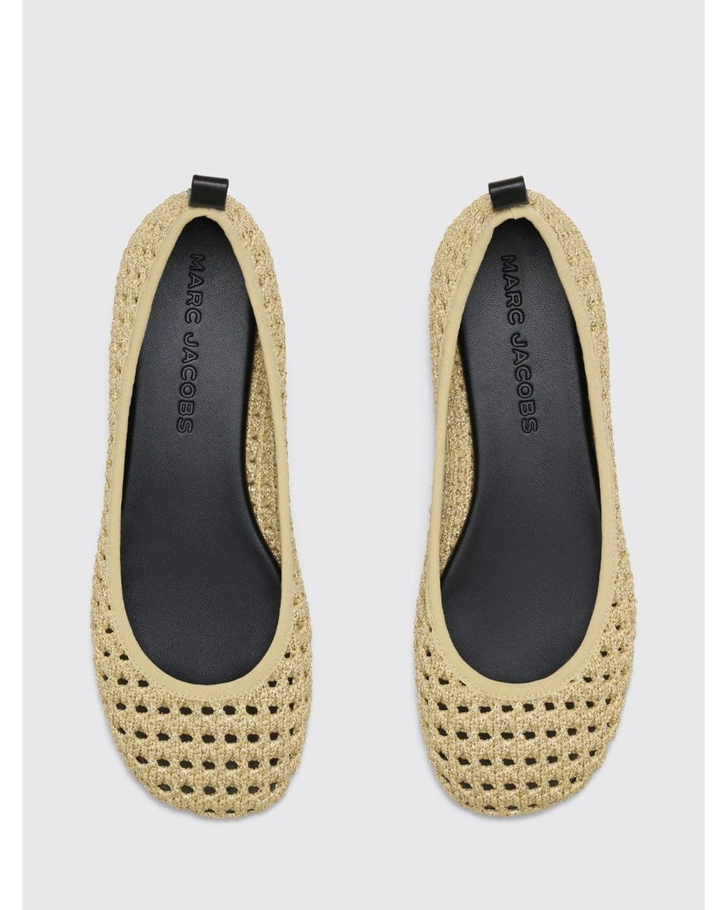 Marc Jacobs Natural Crochet Polyester Ballet Flats With Perforated Round Toe
