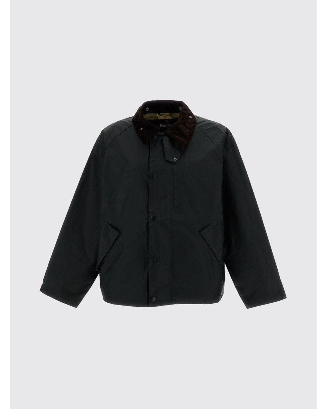 Barbour Black Transport Short Waxed Cotton Jacket With Corduroy Collar for men