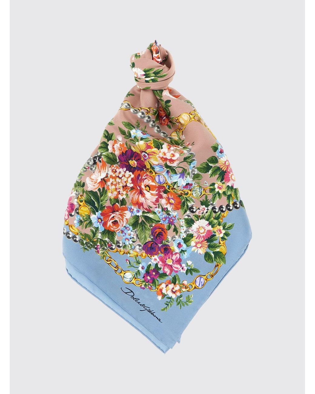 Dolce & Gabbana White Dolce &Amp Gabbana Silk Scarf With Floral Print