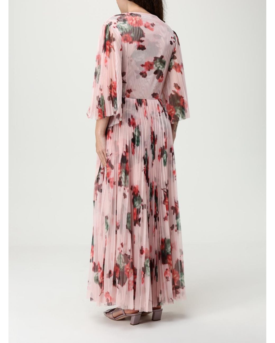 Philosophy Di Lorenzo Serafini Pink Floral Pleated Wrap Dress