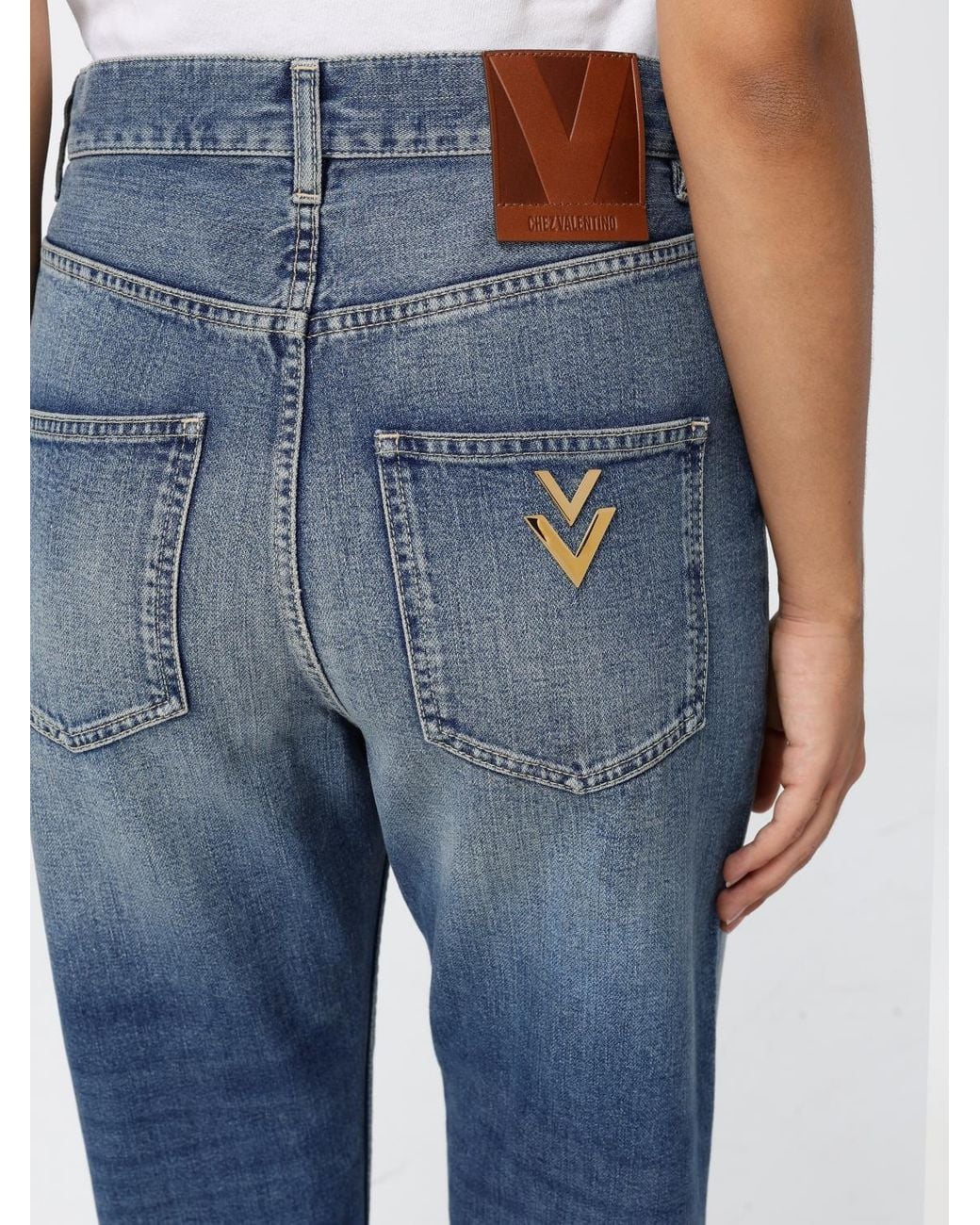 Valentino Garavani Blue High-Waisted Straight-Leg Jeans