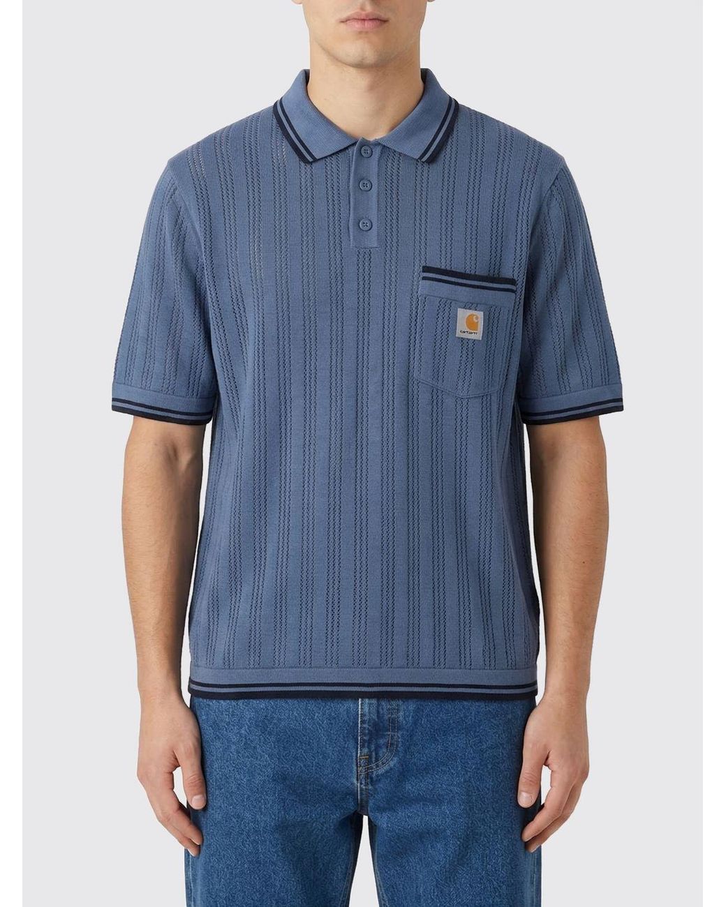 Carhartt Blue Cotton Polo Shirt for men