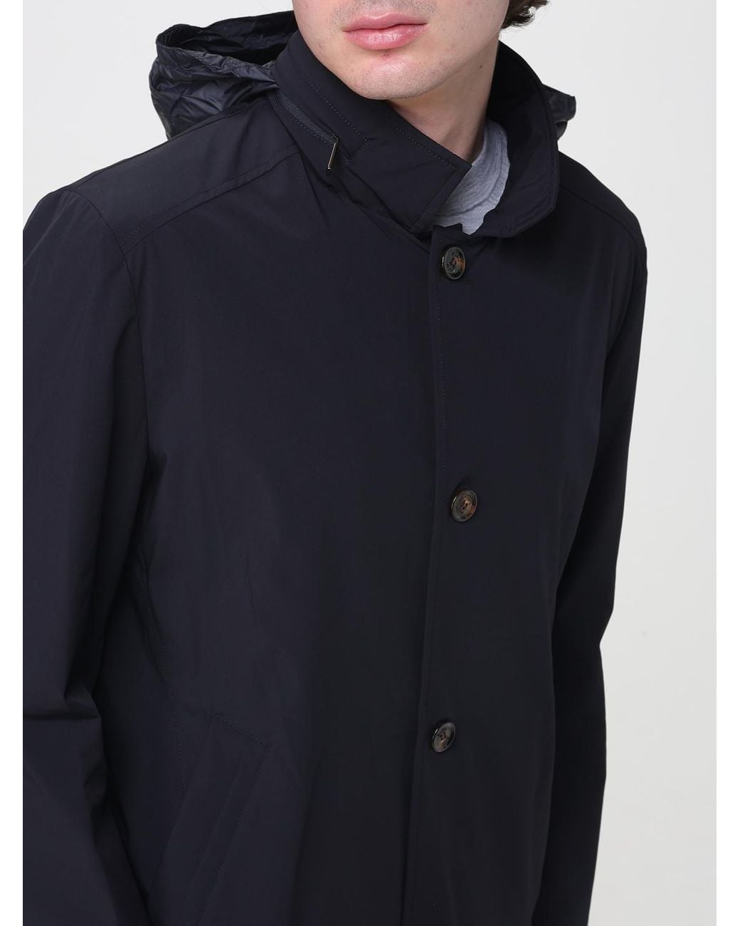 Moorer Blue Hektor-Kn Raincoat for men