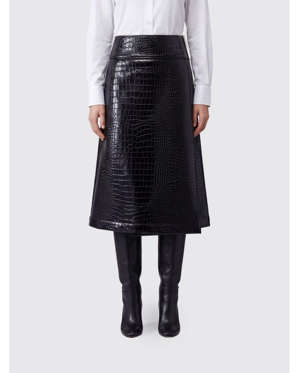 Sportmax Black High-Waisted A-Line Midi Skirt