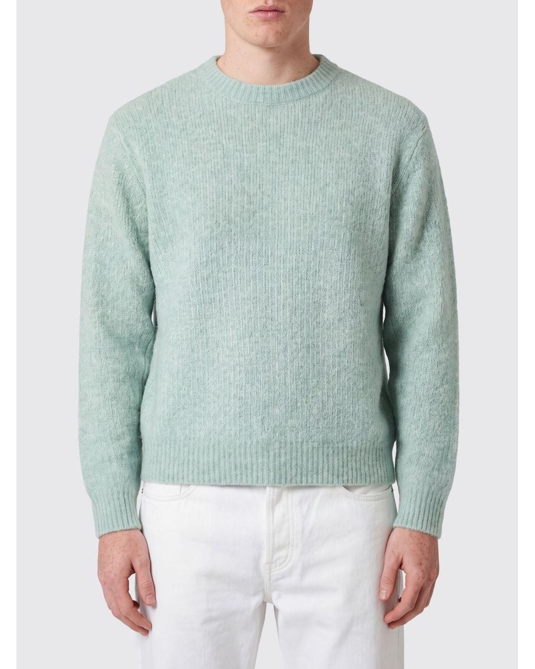 sunflower Green Yak And Alpaca Wool Blend Crewneck Jumper for men