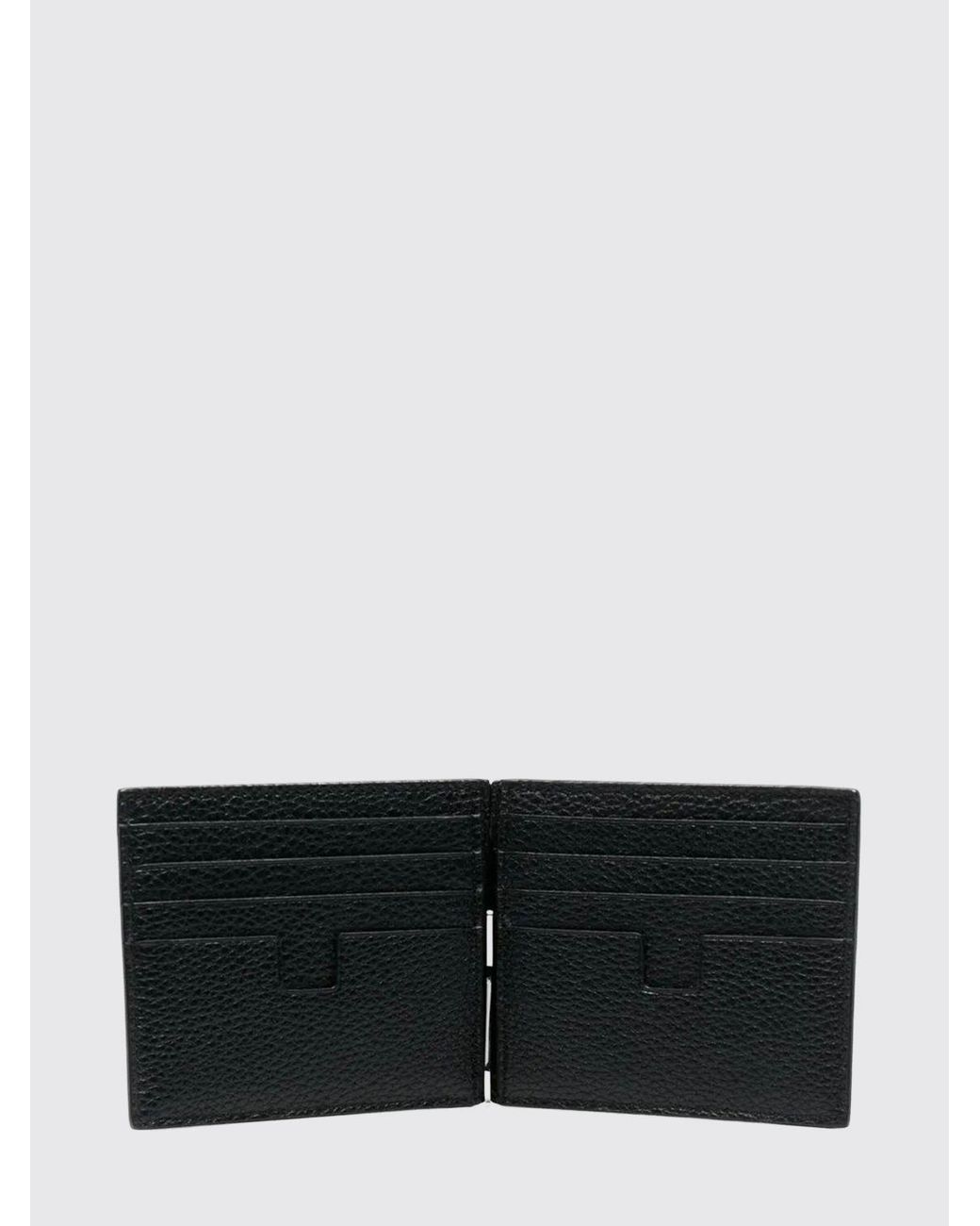 Tom Ford White Bifold Leather Wallet With Money Clip And Eight Card Slots for men