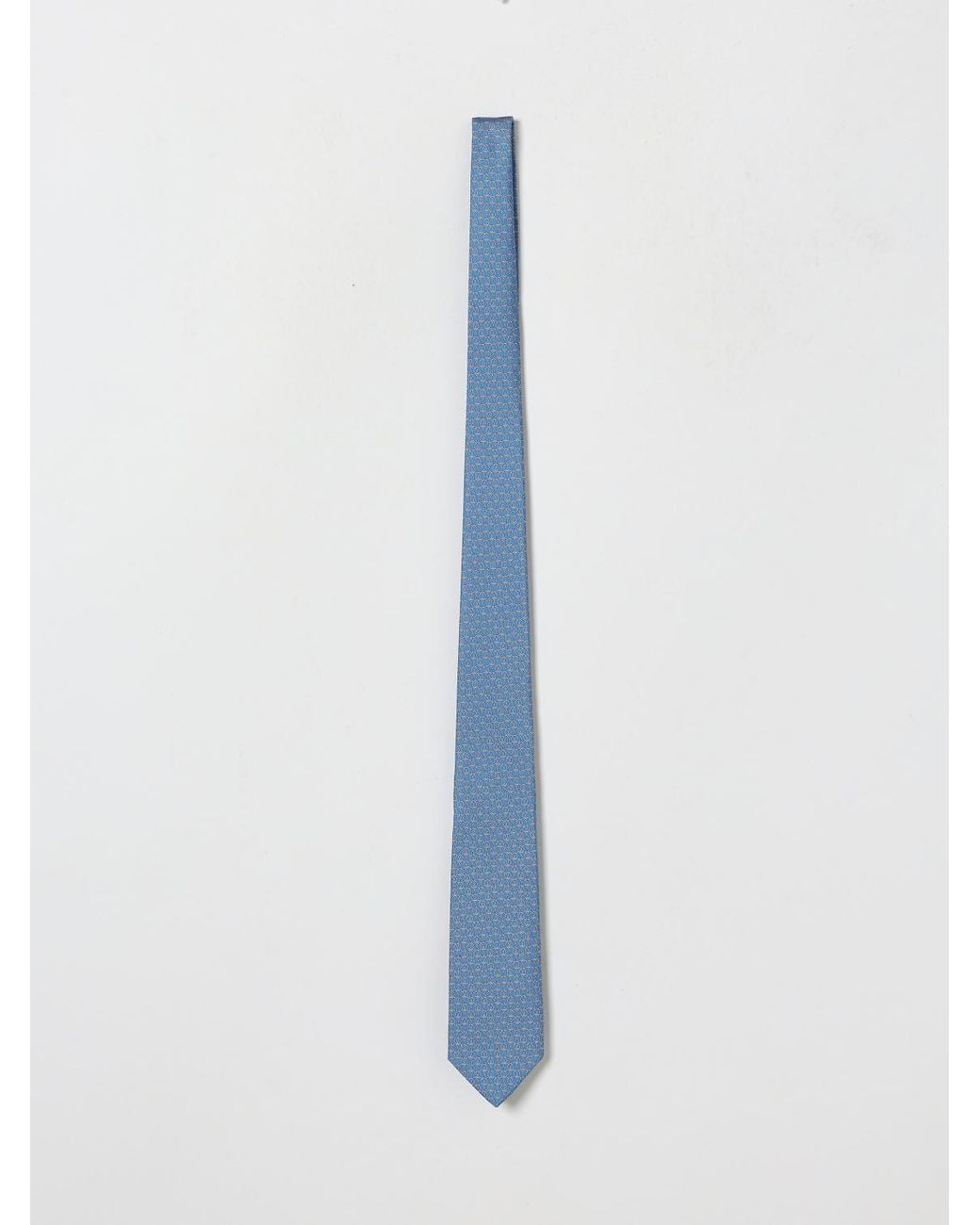 Luigi Borrelli Napoli Blue Pure Silk Tie With Graphic Print And Applied Logo for men