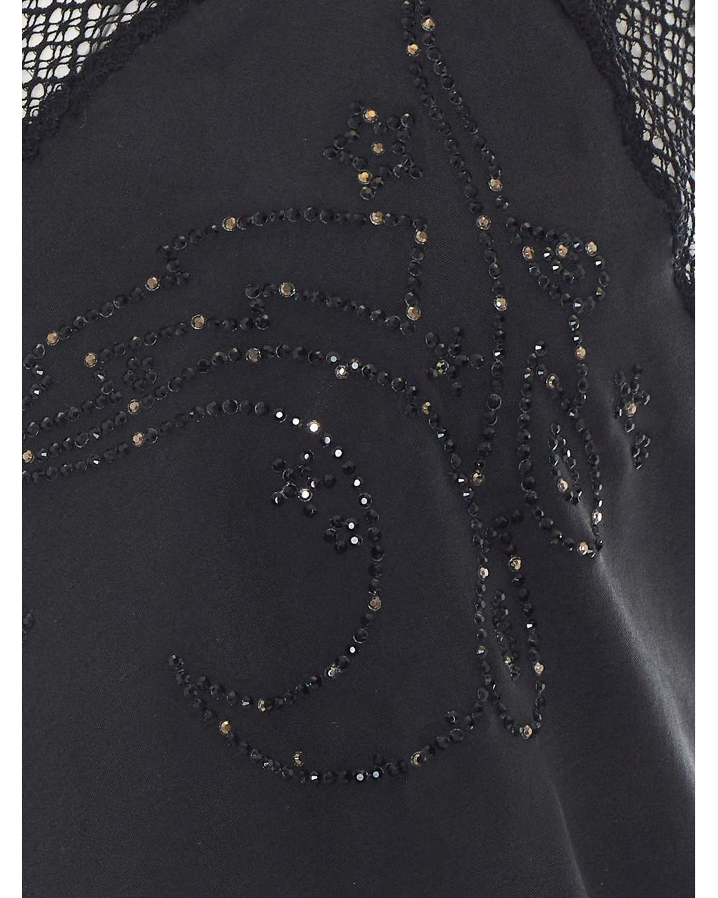 Zadig & Voltaire Blue Zadig &Amp Voltaire Crystal-Embroidered Silk And Lace Evening Top