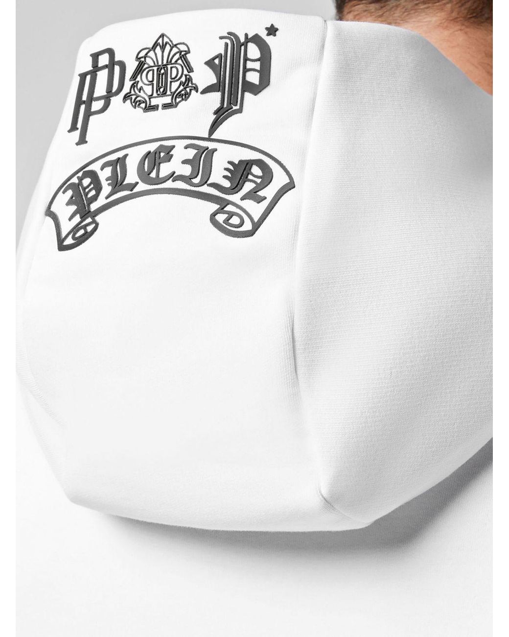 Philipp Plein White Relaxed Fit Jersey Hoodie With Skull Print for men