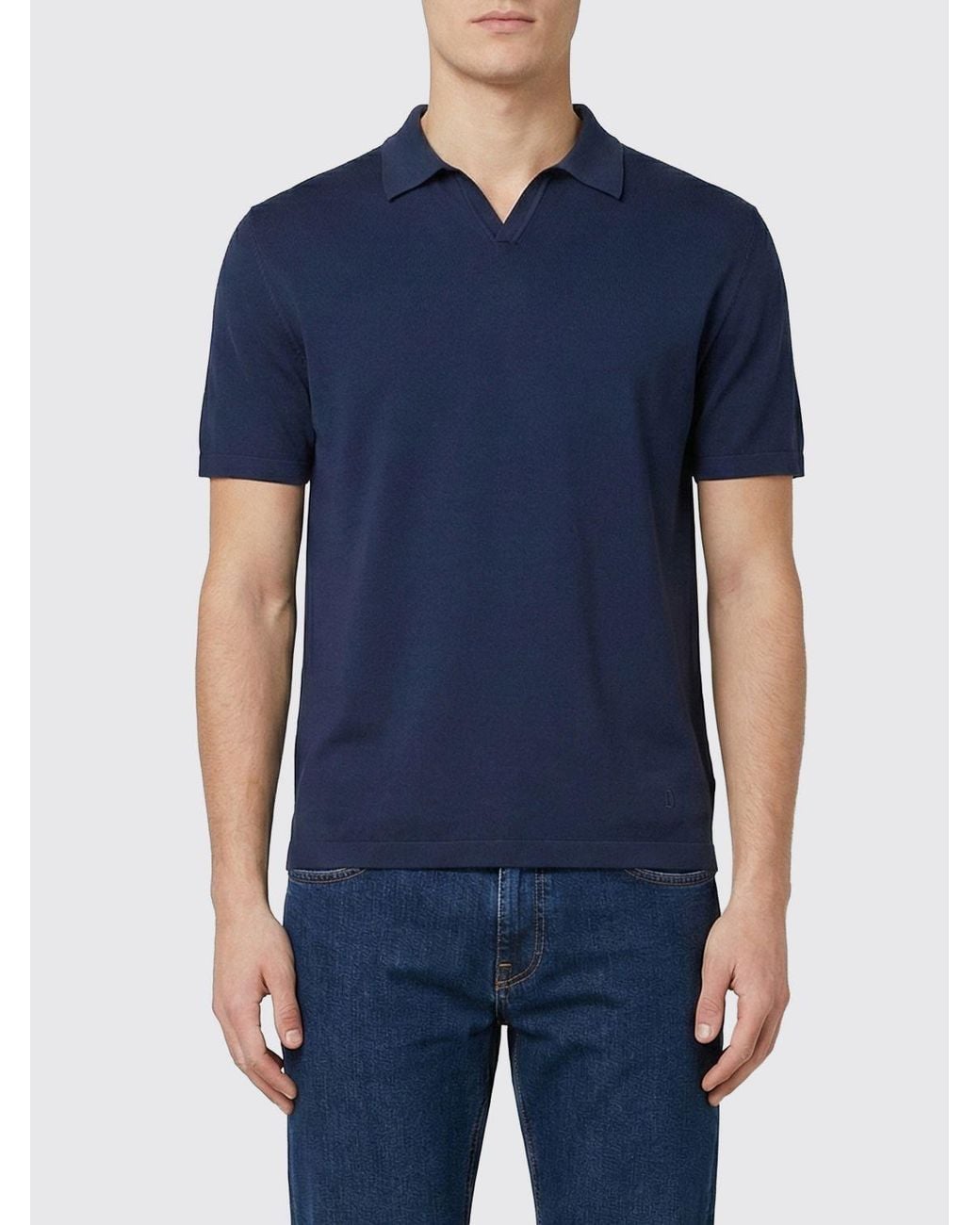 Dondup Blue Cotton Knit Polo Shirt for men