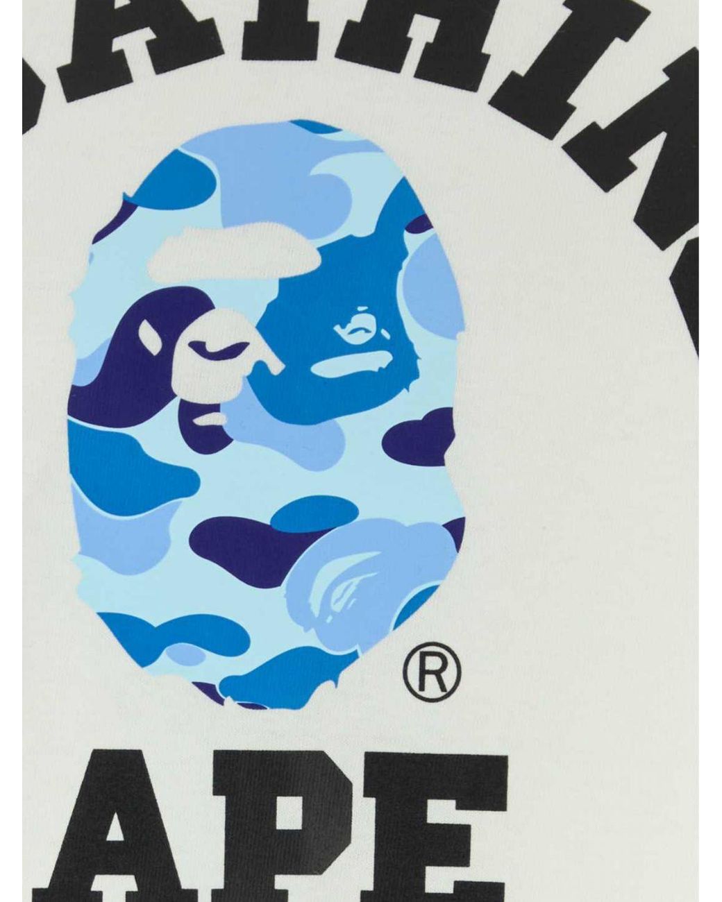 A Bathing Ape White Cotton T-Shirt With Contrasting Logo Print On The Front for men