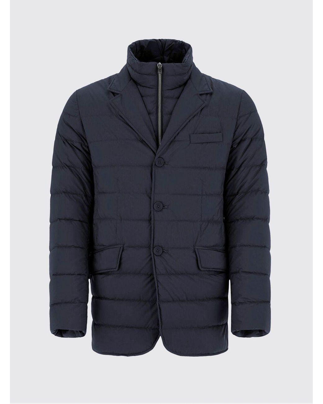 Herno Blue Slim Fit Quilted Nylon Down Blazer With Bib for men