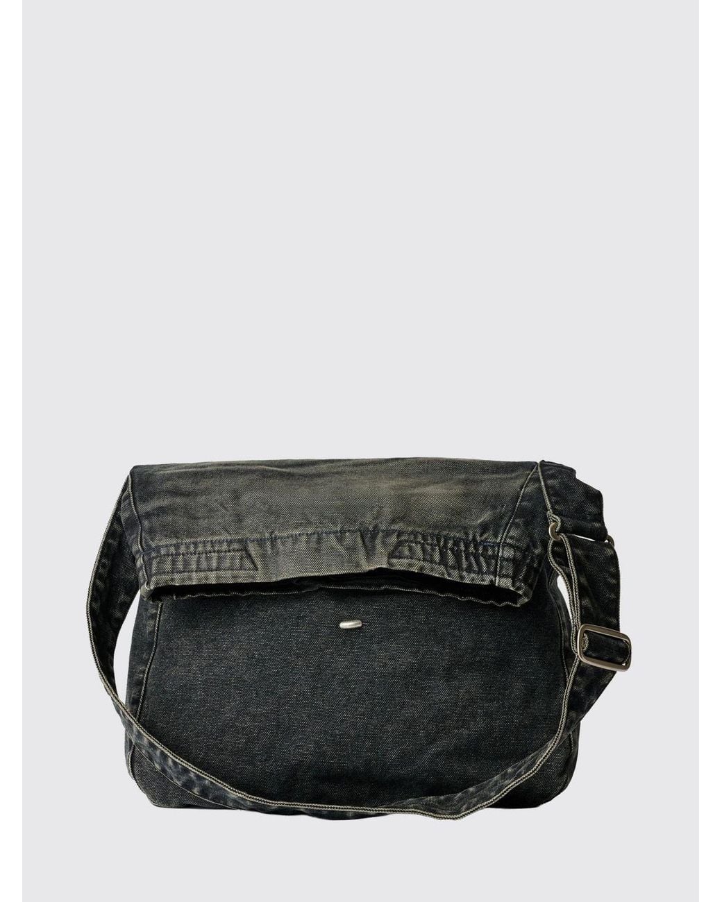 Our Legacy Black Cotton Denim Messenger Bag With Top Handle for men