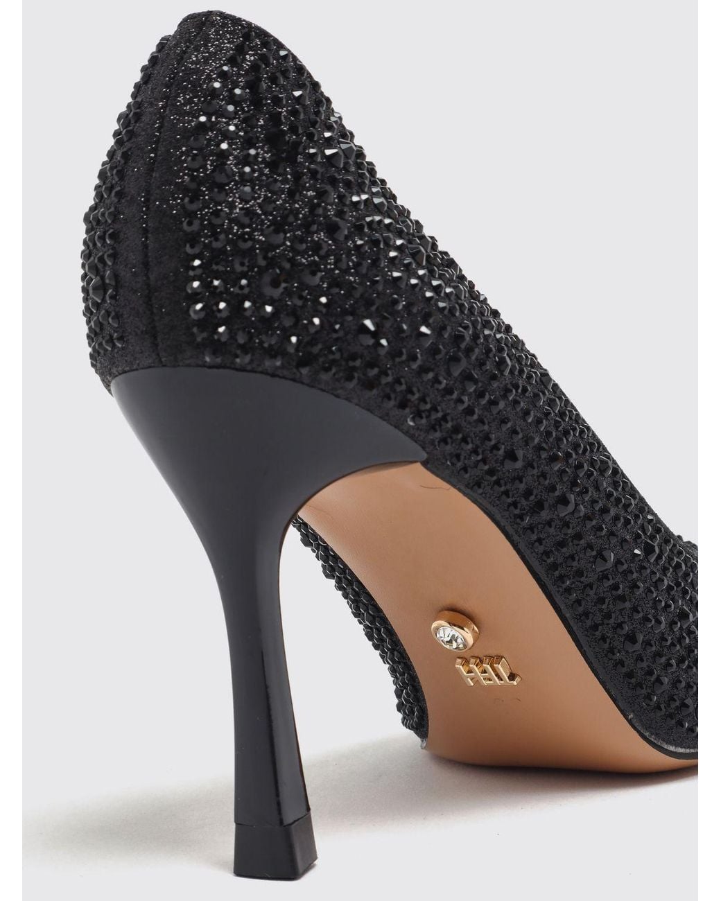 Twentyfourhaitch Black Rhinestone-Embellished Crystal Mesh High-Heeled Pumps