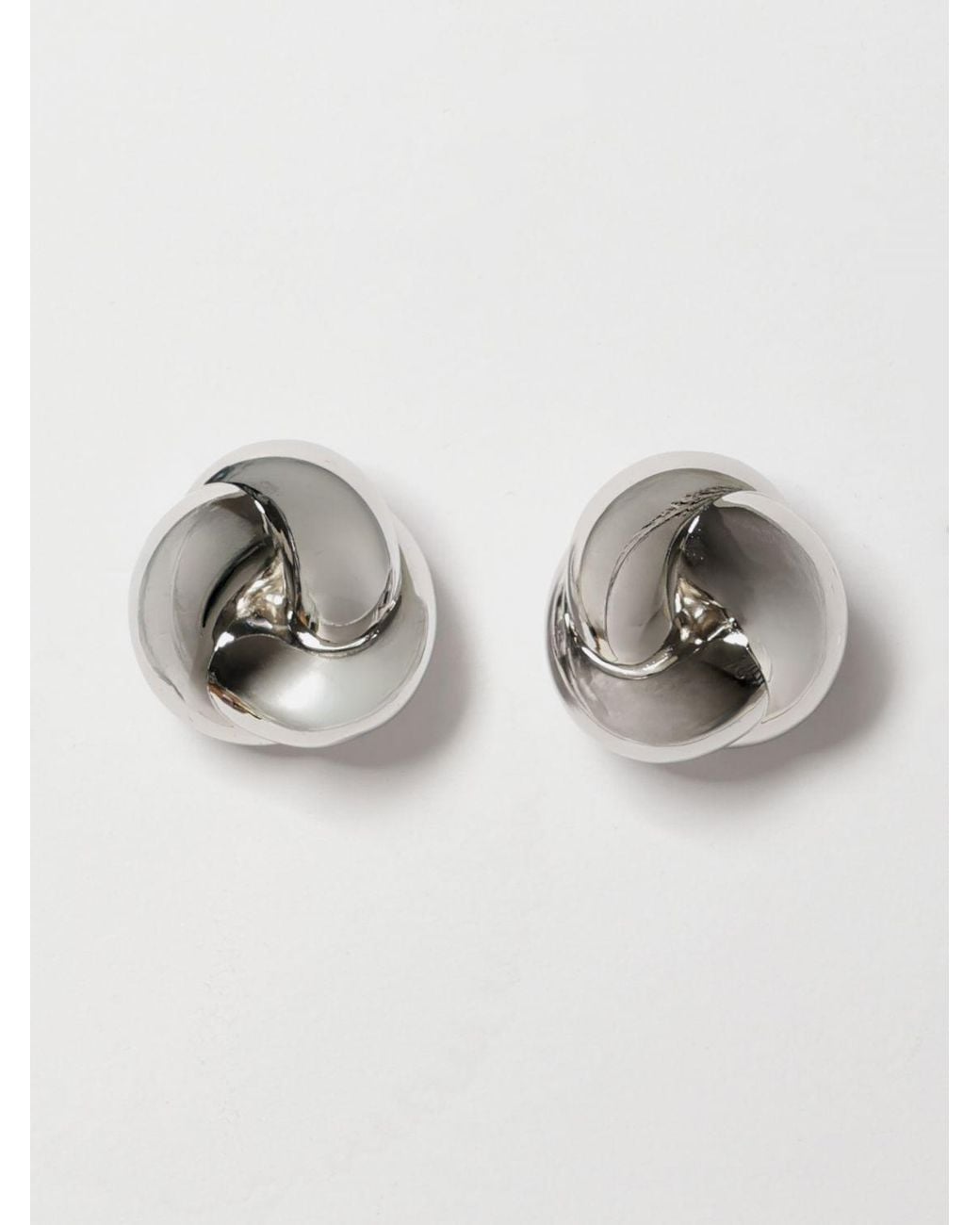 Self-Portrait Metallic Small Brass Earrings With Rounded Shape And Engraved Logo