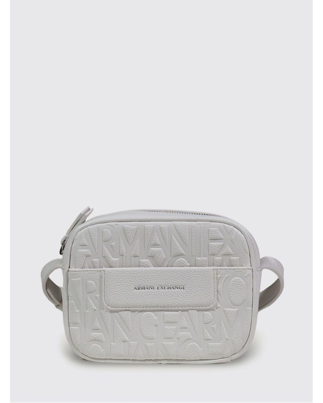 ARMANI EXCHANGE Gray Grained Synthetic Leather Bag With Embossed Logo