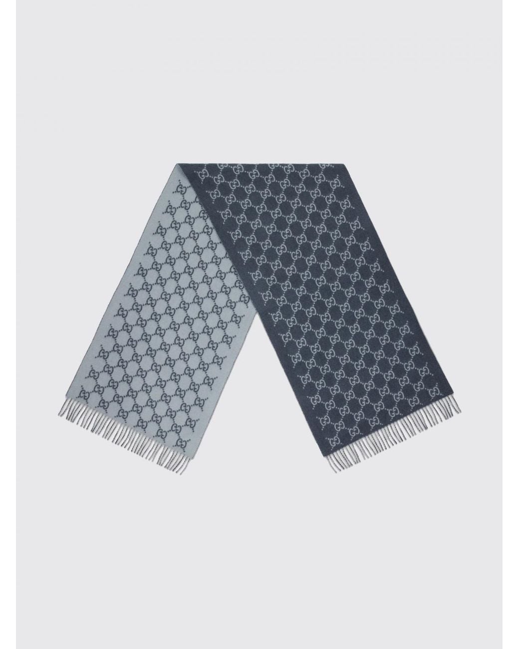 Gucci Blue Gg Logo Pure Cashmere Scarf for men