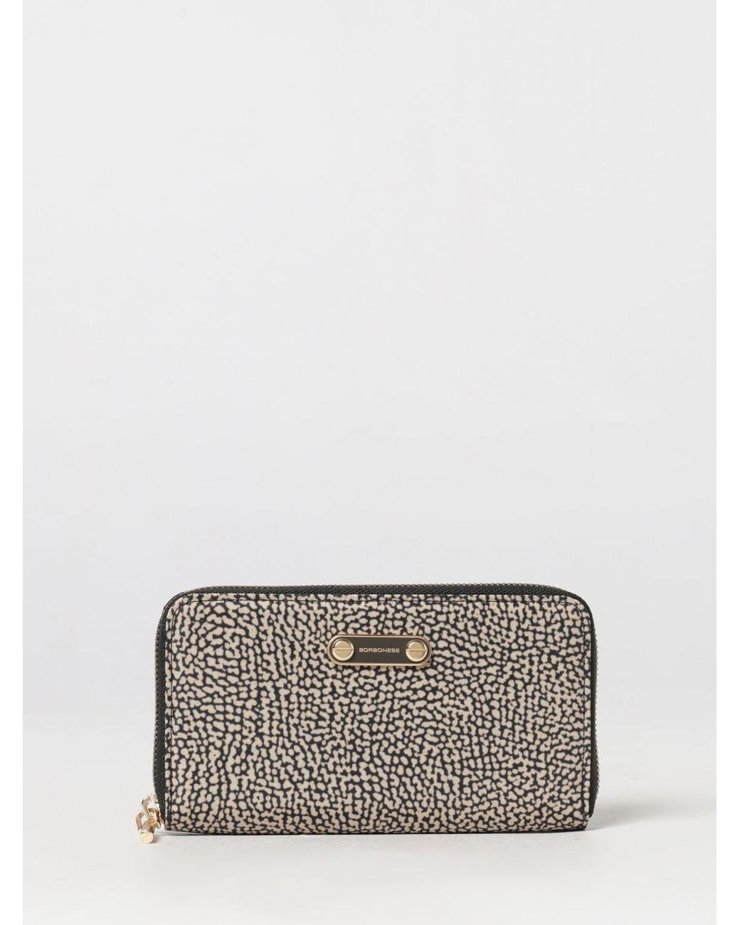 Borbonese Gray Continental Polka Dot Recycled Nylon Zip-Around Wallet