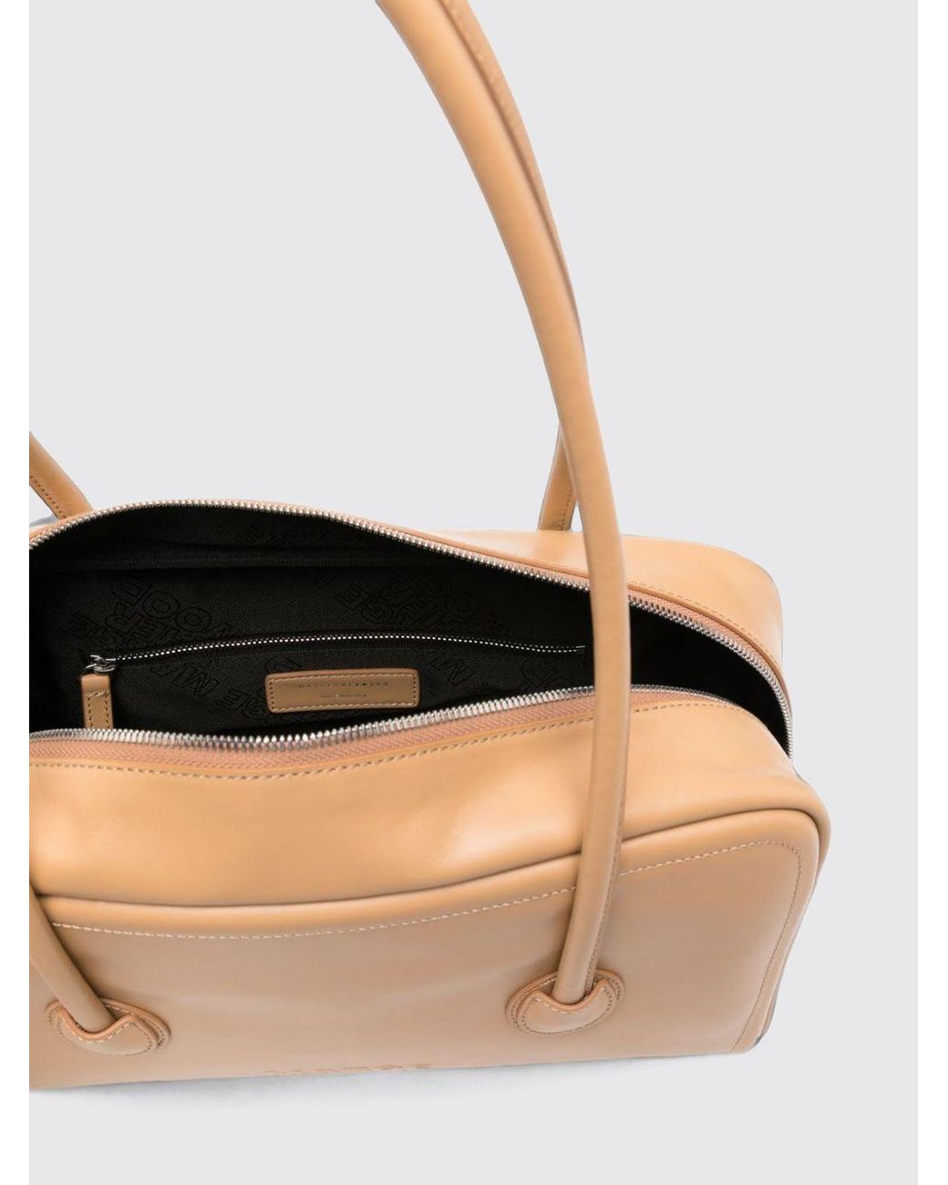 MARGE SHERWOOD Natural Boston Grained Calf Leather Shoulder Bag With Double Handle