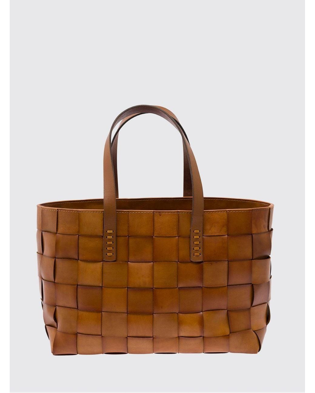 Dragon Diffusion Brown Japan Woven Calfskin Leather Handbag With Double Handles