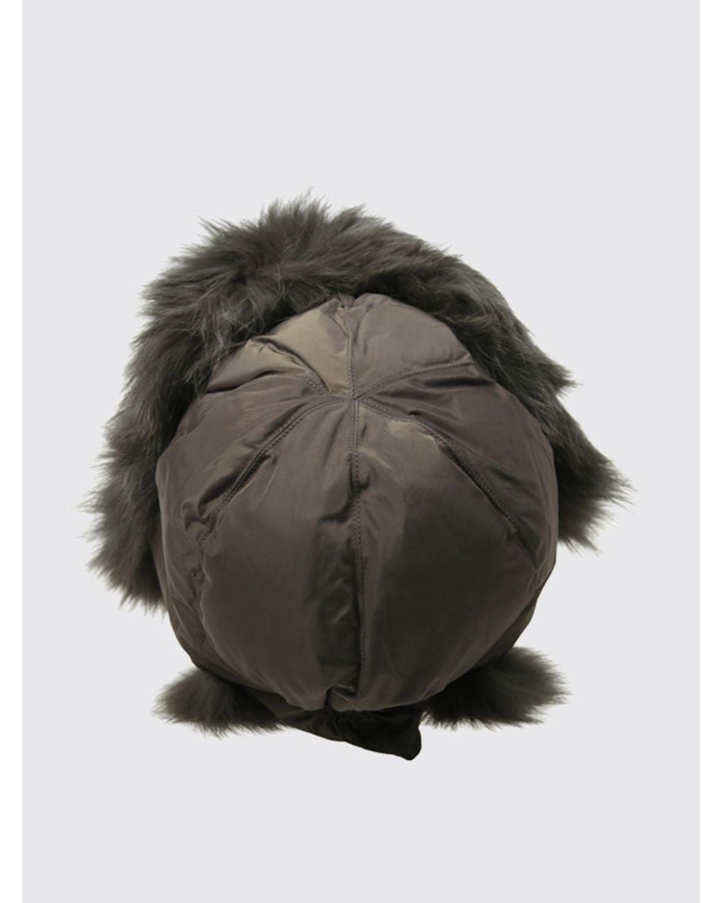 Yves Salomon Gray Faux Fur Snow Beanie Hat With Adjustable Strap