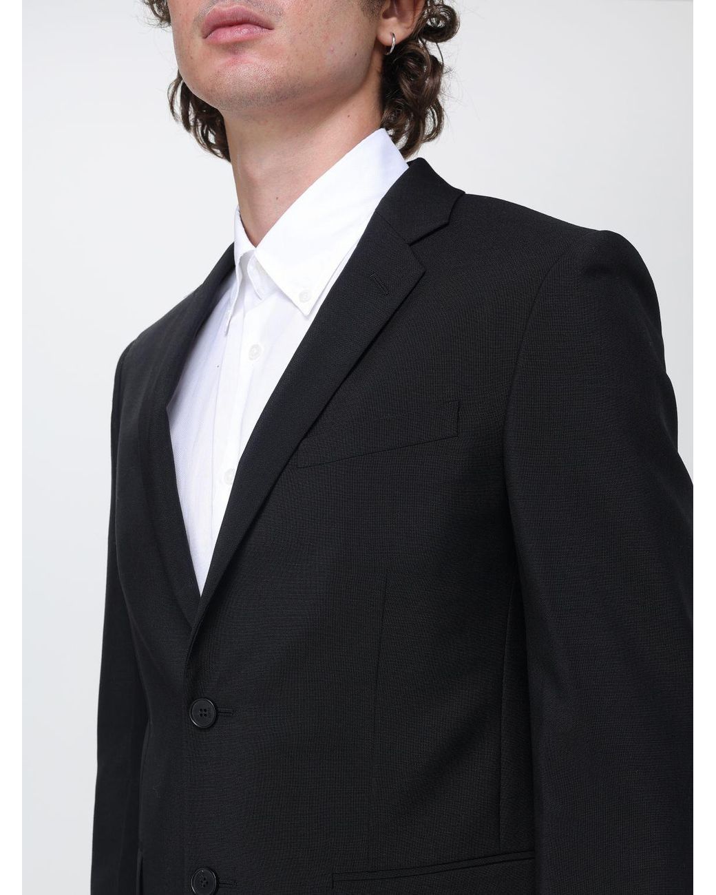 Fendi Blue Slim Fit Single-Breasted Wool And Mohair Blend Blazer for men