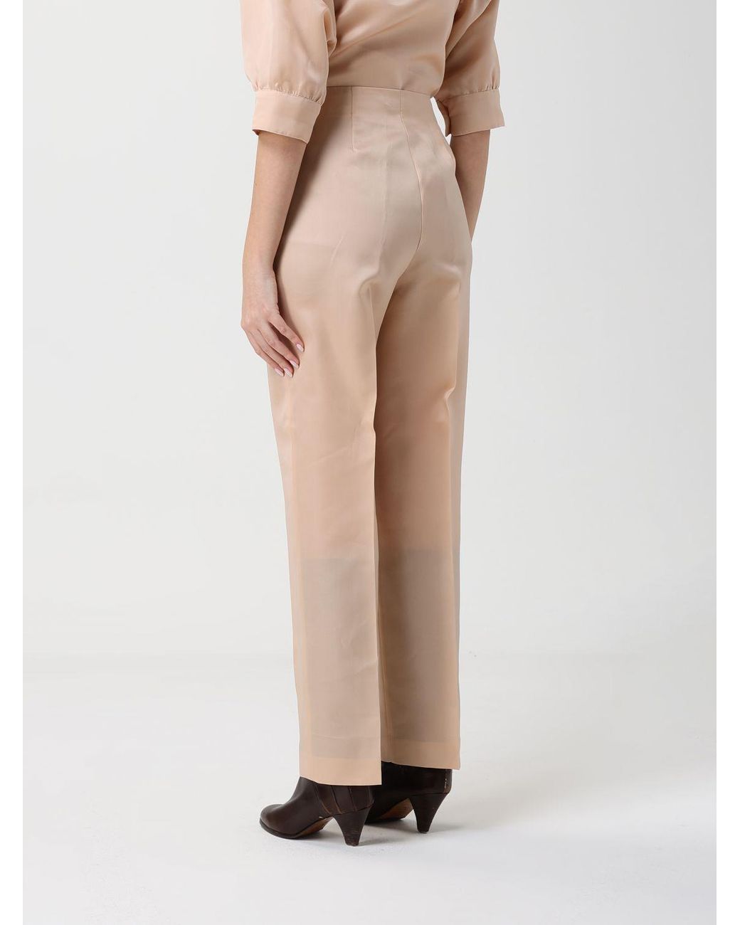 Alberta Ferretti Natural Elegant Silk Organza Trousers