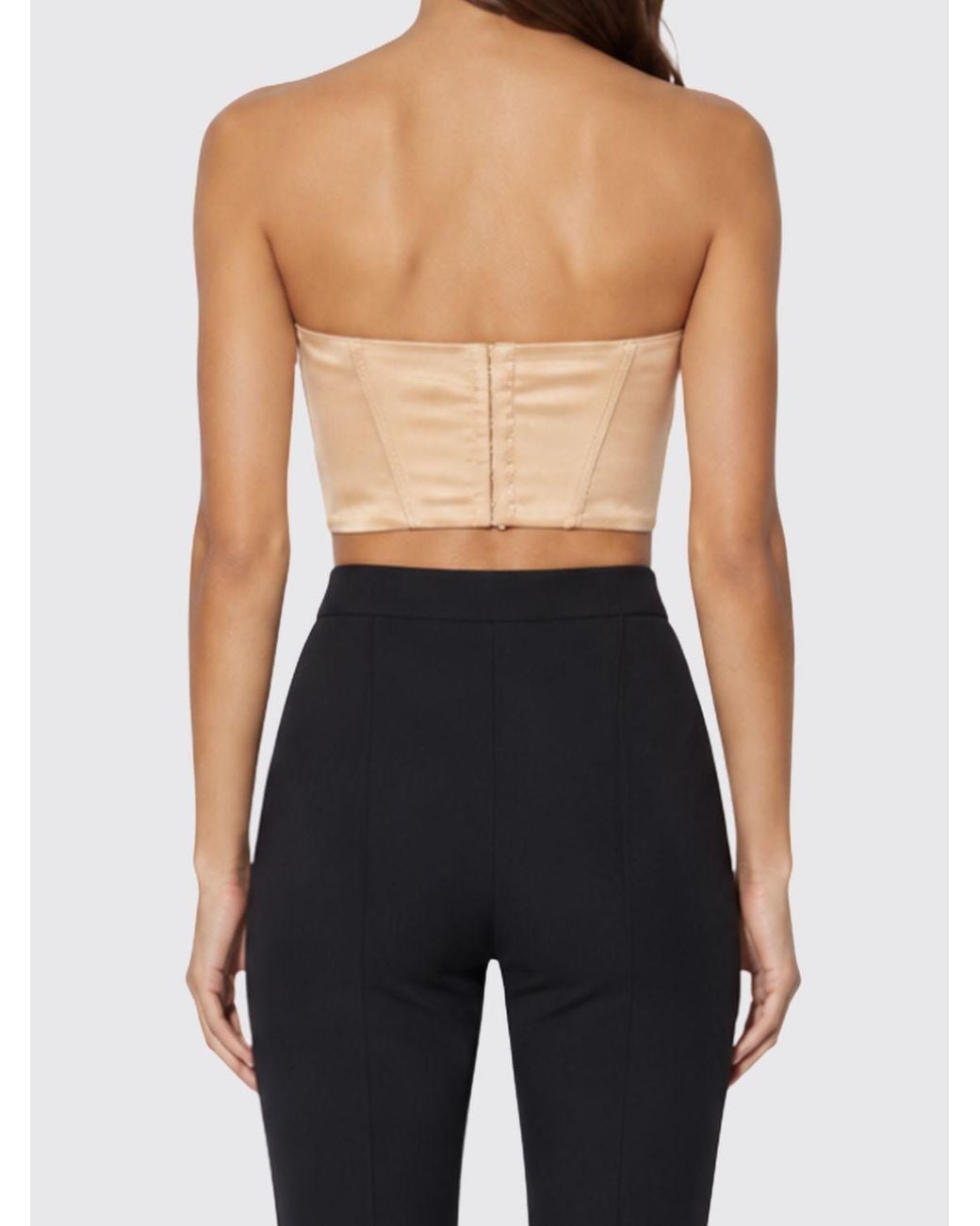 Elisabetta Franchi Black Cropped Crêpe Bustier Top With Sweetheart Neckline
