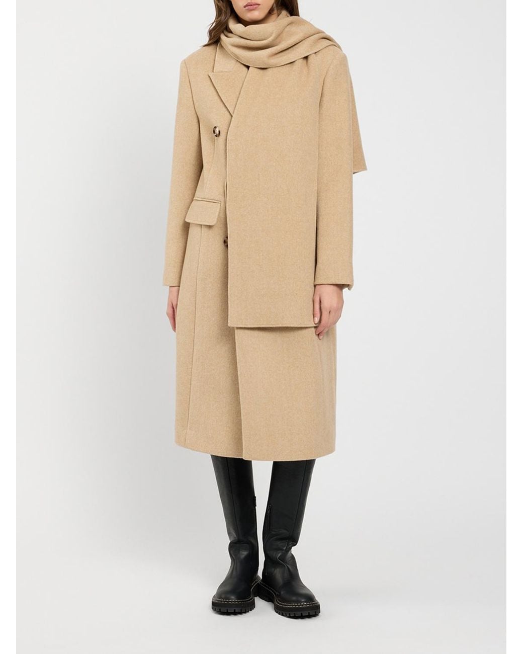 Twinset Natural Relaxed Fit Double-Breasted Long Coat