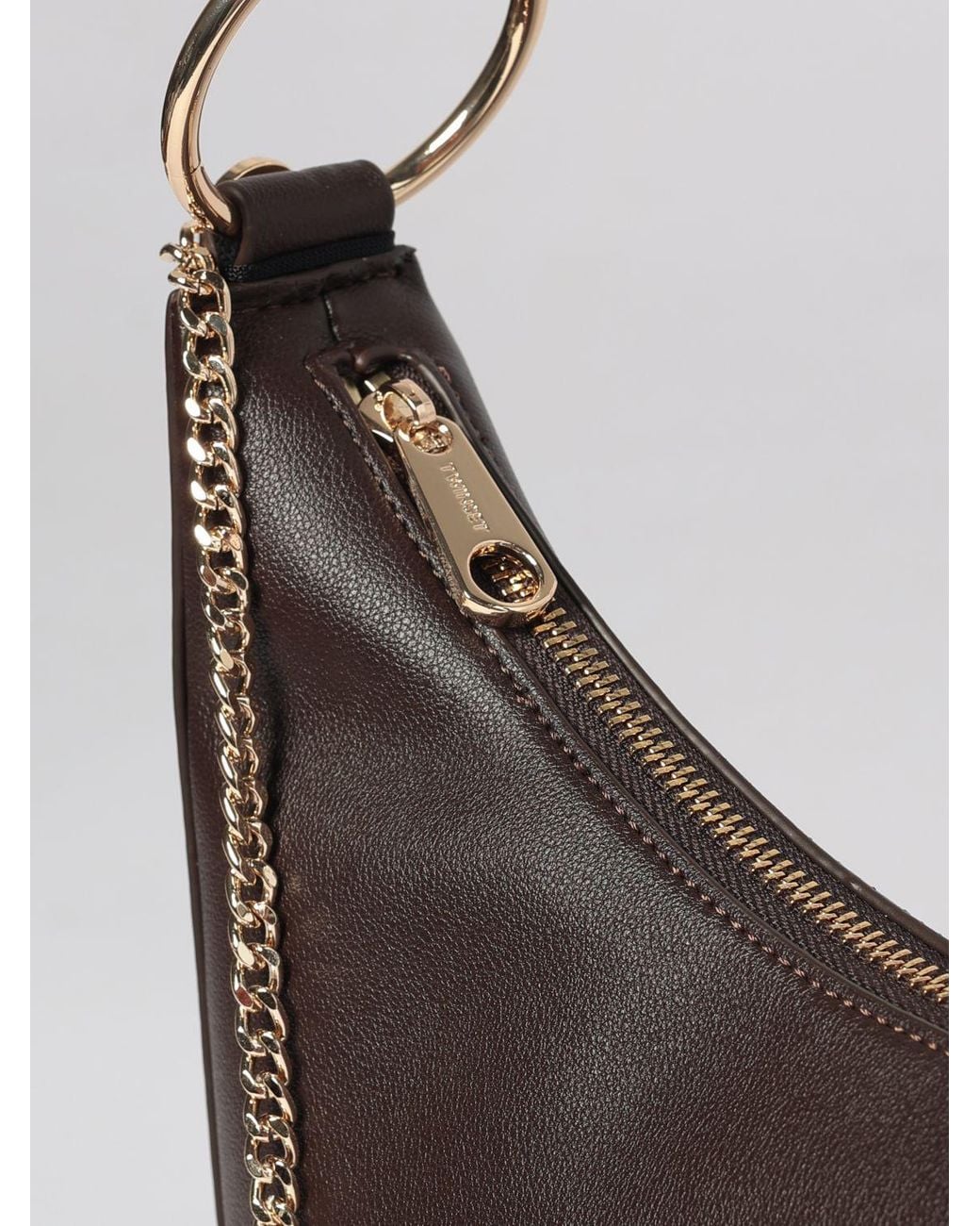 Twinset Gray Hobo Bag With Metal Mesh Application, Flat Handle And Cross-Body Strap