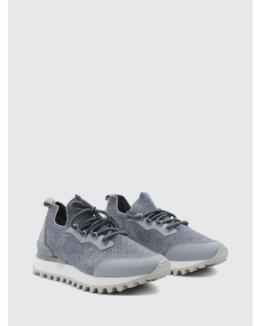 Eleventy White Low Top Wool Blend Trainers With Serrated Sole for men