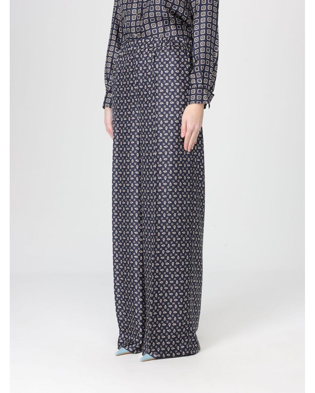 Max Mara Gray Paisley Silk Trousers