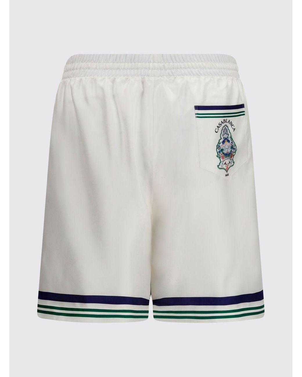 Casablanca White Monogram Silk Shorts With Drawstring Waist for men