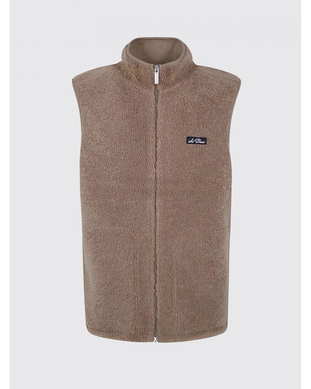 Les Deux Gray Technical Fleece Vest With High Collar And Zip Closure for men