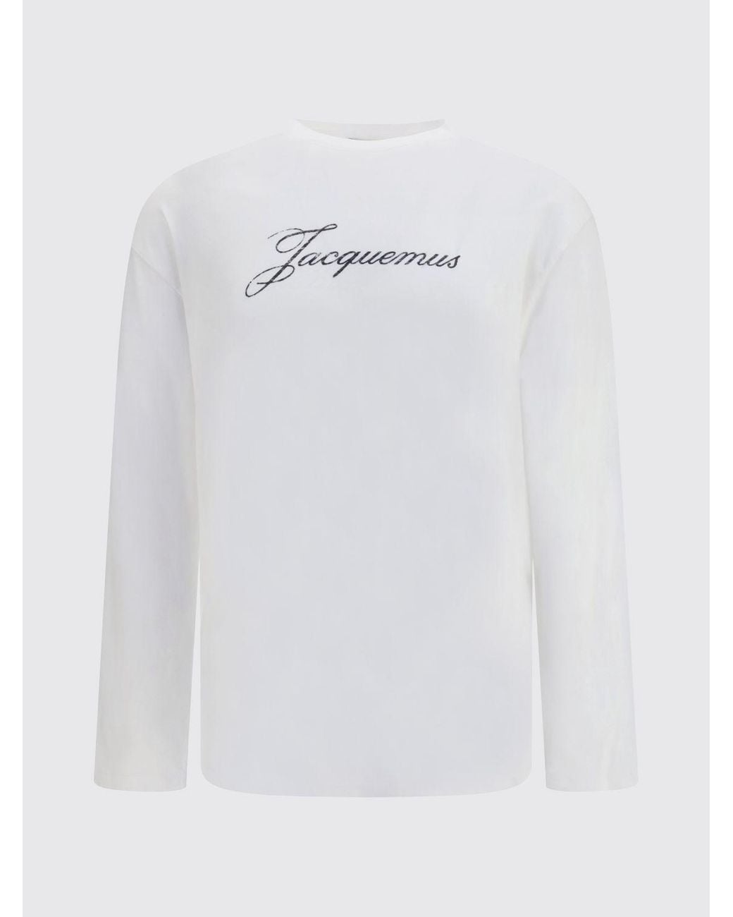 Jacquemus White Long-Sleeved Organic Cotton And Hemp T-Shirt With Logo Print for men