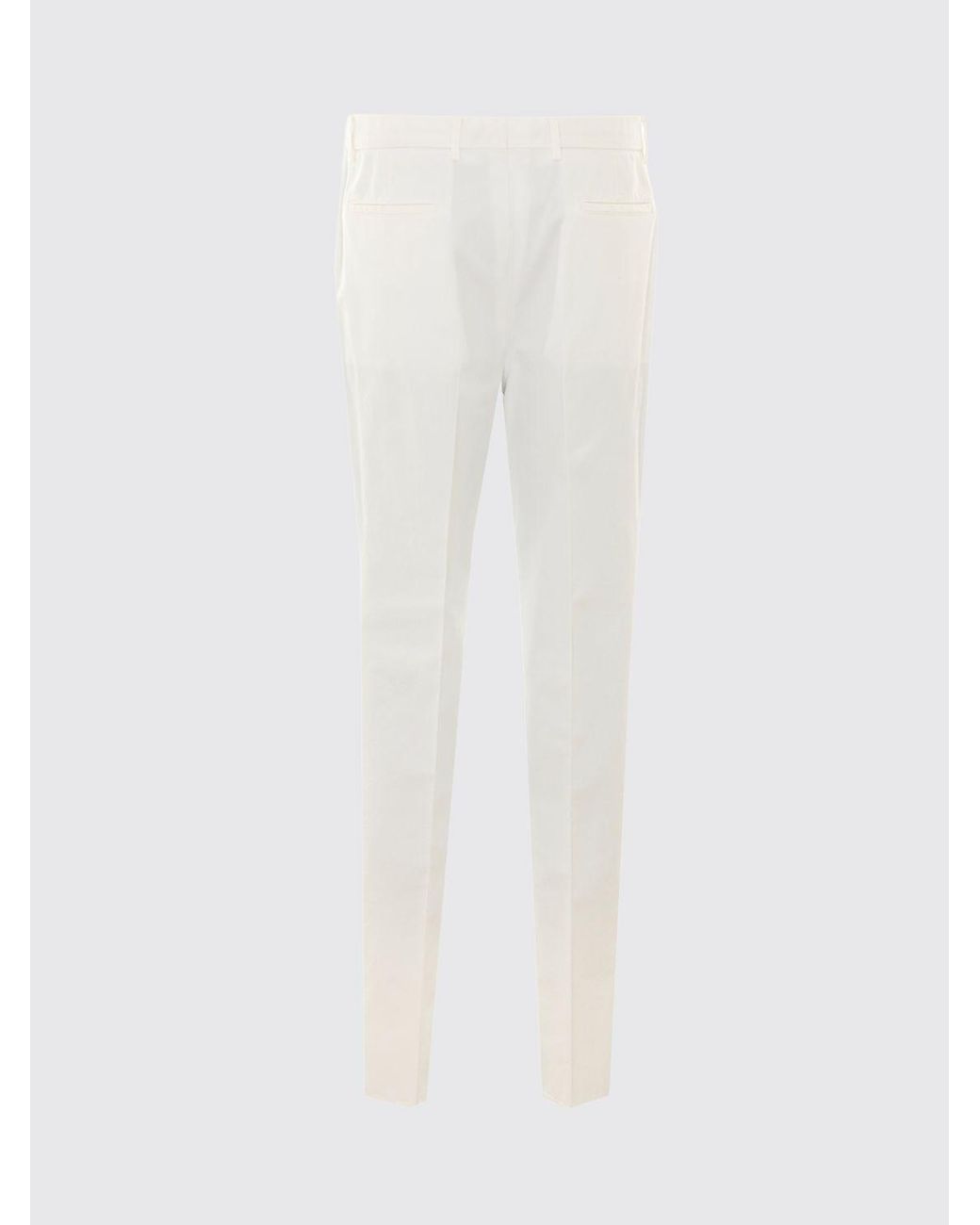 Brunello Cucinelli White Slim Fit Tailored Cotton Trousers for men