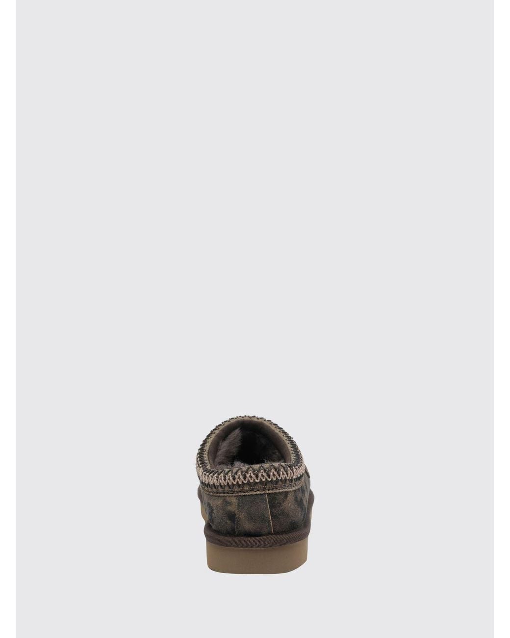 Ugg Gray Tasman Animal Print Suede Mules With Wool Lining And Eva Sole